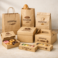 Emballages alimentaires SOS, sacs en papier kraft pour en-cas, biscuits, pâtisseries, sacs en papier brun durables pour la vente au détail et à emporter, HONPAK