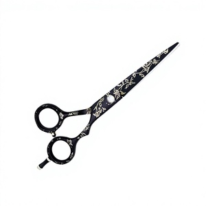 Ciseaux à cheveux en acier inoxydable à motif floral noir, ciseaux professionnels pour coiffeur, pour le coiffage et le soin des sourcils - Product Image 2