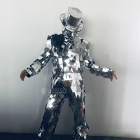 Yansıtıcı Ayna Takım Elbise Kostüm Unisex Erkek Kadın Dansçı Kıyafeti Yumuşak Ayna Kumaş Bar DJ Şarkıcı Sahne Parti Performansı
