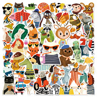 50 autocollants mignons personnalisés en aquarelle sur le thème des animaux pour la décoration DIY, les tasses, les albums photo, l'impression, vente en gros
