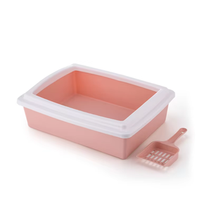 Caja de arena semicerrada cuadrada para gatos, bandeja de plástico con pala, fácil de limpiar - Product Image 3