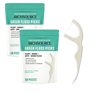 Cure-dents écologiques en bambou à la menthe, marque Richsource, vente directe d'usine, cure-dents dentaires avec manche en PLA de qualité alimentaire pour les soins bucco-dentaires