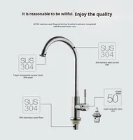 Robinet de cuisine moderne en acier inoxydable 304, finition brossée, à poser sur plan, avec douchette extractible, commande par bouton-poussoir, monotrou, eau froide