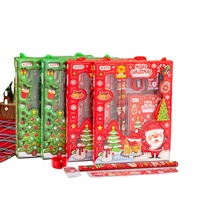 Ensemble de papeterie Kawaii pour enfants Cadeau de Noël Règle à crayon Gomme Taille-crayon Bloc-notes Papeterie pour étudiants Fournitures scolaires et de bureau