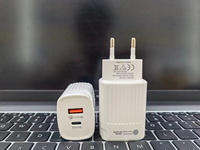 Chargeur de téléphone à charge rapide PD 20W, Fast 3.0, port USB+TYPE-C, prise murale, design rainuré, adaptateur secteur pour téléphone portable