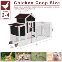 Poulaillers mobiles d'extérieur en bois de 80 pouces pour 2 à 4 poulets, canards, lapins, cochons d'Inde – Grand poulailler XL avec enclos