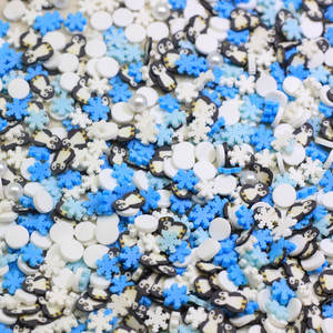 ไข่มุกเกล็ดหิมะผสมดินโพลิเมอร์สำหรับฤดูหนาวสีขาวและสีน้ำเงิน - Product Image 3