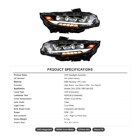 Lampu Depan LED Berkualitas Tinggi, Lampu Mobil Modifikasi untuk Honda Civic 10 Gen RS 2016