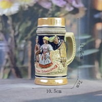 Chope à bière classique bavaroise en porcelaine, mug à vin Oktoberfest avec couvercle en aluminium, réutilisable, écologique, promotionnel