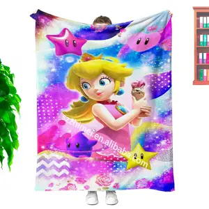Hot Selling Wholesale Super Mario Series Cartoons Characters Designs Children Birthday Gifts Custom Fleece Blanket