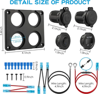 Dudukan Panel pengisi daya mobil QC 3.0, dudukan telepon 4-in-1 12-24v dengan Voltmeter LED dan Soket Daya