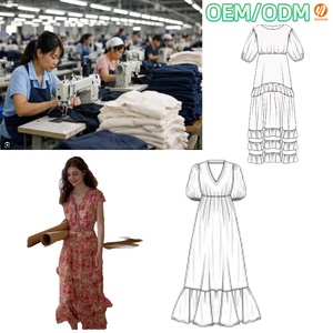 Robe longue à manches bouffantes en tissu tissé pour <span class=keywords><strong>femme</strong></span>, col carré, manches courtes, fluide et douce, avec ceinture, idéale pour l'été et les tenues décontractées ou de soirée. - Product Image 2
