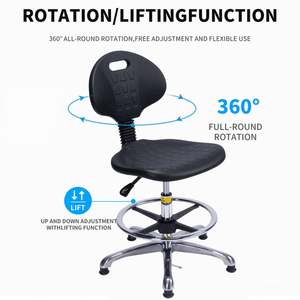 Laboratoriumkruk rond leer ESD verstelbare hoogte draaibaar modern op wielen voetring school natuurkunde industriële werkplaats tandheelkunde - Product Image 4