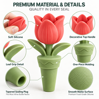 Bouchon de bouteille de vin en silicone personnalisé, forme tulipe, multicolore, moulé, conique, OEM, bouchon en silicone réutilisable pour bouteilles