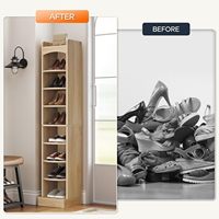 Petit meuble à chaussures en bois, étroit et haut, pour l'entrée, rangement domestique, idéal pour les coins, design moderne et minimaliste