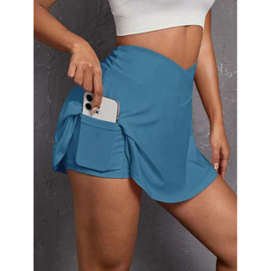 Benutzer definierte zweiteilige Plissee-Tennis röcke mit Innen tasche Radhose Toppy Rock für Frauen - Product Image 1