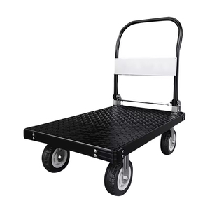 Hot Sale Heavy Duty Steel Industrial Foldable Hand Truck Four-Wheel Platform <strong>Trolley</strong> OEM Customizable - Product Image 5