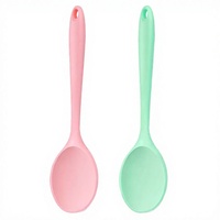 Armrouns Lot de 2 cuillères mélangeuses en silicone, 27,4 cm, grandes, résistantes à la chaleur, antiadhésives, sans BPA, compatibles lave-vaisselle, vert rose, pour la cuisine