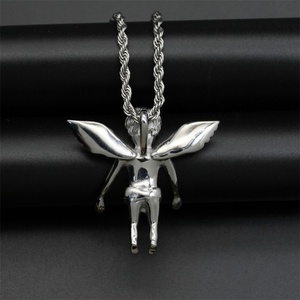 Wholesale Stainless Steel Jewelry Rhinestone Angle Pendant Necklace - Product Image 2