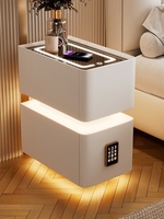 Table de chevet intelligente créative avec lumière à capteur, minimaliste, écologique, durable, 2 tiroirs de rangement, meuble de nuit sans fil pour la maison