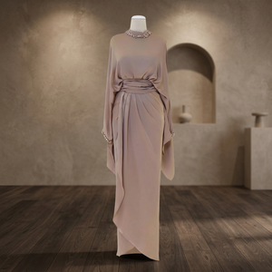 Abaya de prière musulmane pour femme, sur mesure, en soie de Dubaï, à manches longues, anti-plis, faite à la main, de haute qualité, luxueuse et élégante, taille XXL, vente en gros - Product Image 3