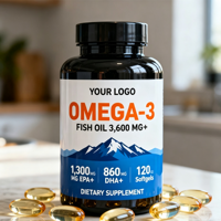 Complément alimentaire d'huile de poisson naturelle DHA+EPA de qualité alimentaire, capsules molles d'Oméga-3, marque privée, 120 unités, fabrication OEM Chine-Herb sur mesure