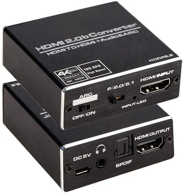 High Quality 4K HDMI2.0 Audio Extractor Converter HDMI to HDMI Optical TOSLINK SPDIF 3.5mm L/R AUX Stereo Audio Adapter