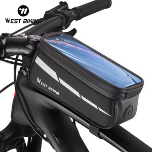 WEST BIKING New Design Touch Screen Cycling Bike <b>Frame</b> Bag Phone Holder Bicycle Bag Smooth Upper Pipe Large Capacity Bike Bag - Product Image 1