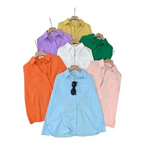 เสื้อเชิ้ตผ้าลินินทรงหลวมสำหรับผู้หญิง SUBICI L730  พร้อมโลโก้ด้านหน้า กระเป๋าเดี่ยว เหมาะสำหรับฤดูใบไม้ผลิและฤดูร้อน ระบายอากาศได้ดี ซักได้ สไตล์ลำลอง - Product Image 1