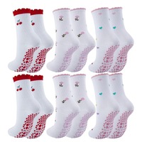 Chaussettes de yoga et de Pilates personnalisées pour femmes, antidérapantes, avec broderie et volants, pour le yoga, la barre, le ballet et la pratique pieds nus