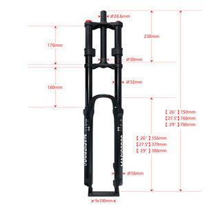 Horquilla Delantera Doble <span class=keywords><strong>para</strong></span> Bicicleta de Montaña, Suspensión de Aire, 26/27.5/29 Pulgadas, <span class=keywords><strong>para</strong></span> Bicicletas MTB y Downhill - Product Image 4