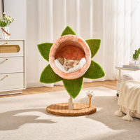 Maison pour chat d'intérieur minimaliste avec bord rose et tapis en peluche blanc pour les magasins de détail