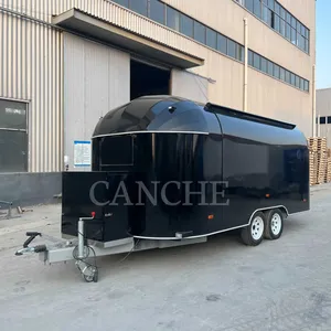 Remorque de camping mobile noire de 5 m, chariot de cuisine extérieur, camion de restauration avec cuisine - Product Image 4