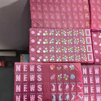 Set Mahjong Mewah Modern Amerika Warna Pink Terang Spring Safari 160-Piece, Ubin Plastik Tahan Lama, Desain Pop Art Kustom, Ramah Lingkungan