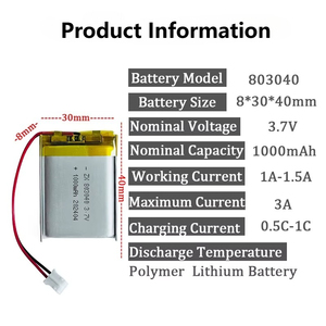 Batería 803040 para <span class=keywords><strong>PS4</strong></span>, 1000 mAh, 3.7 V, Batería Recargable para el Control de Juego de <span class=keywords><strong>PS4</strong></span> - Product Image 2