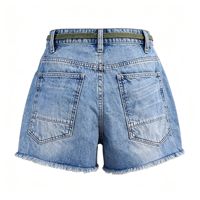 Shorts en jean rétro pour femme, taille mi-basse, coupe ample, ourlet brut, denim bleu, style décontracté