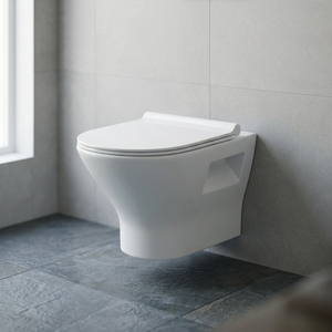 WC suspendu monobloc Vistaar à double chasse avec réservoir encastré, design moderne en céramique pour usage en salle de bain - Product Image 1
