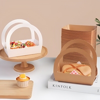 Boîtes à emporter en papier kraft avec poignées, étanches, résistantes à l'huile, jetables, pour barbecue, gâteaux, pain, sandwichs, poulet frit, frites