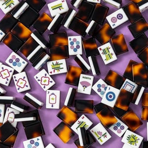 En stock : Ensemble de Mahjong de luxe en acrylique motif léopard, 160 tuiles de Mahjong professionnelles motif écaille de tortue pour les réunions entre amis et les soirées divertissantes - Product Image 1