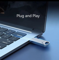 USB 2.0 3.0 asli, Pendrive logam 16GB-128GB USB stik memori Flash Disk