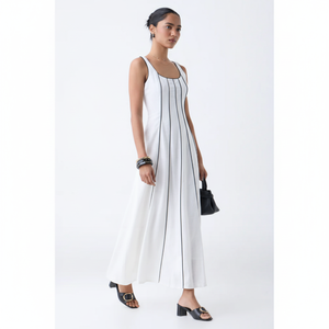 ชุดเดรสทรงเอลายทางสีขาว lov - Product Image 1