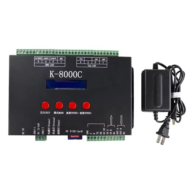 K-8000C 8-Port LED Pixel Controller, SPI-8192 pixels, DMX-4096 pixels, compatible WS2811 WS2815 UCS2904 ,Bluetooth APP control