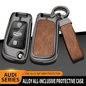 Logo personnalisé cuir métal <span class=keywords><strong>voiture</strong></span> télécommande porte-clés couverture en alliage de zinc <span class=keywords><strong>clé</strong></span> de <span class=keywords><strong>voiture</strong></span> étui à rabat pour Audi - Product Image 2