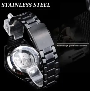 Montre automatique chinoise Winner Forsining 8026 GMT1192, bracelet en acier inoxydable, montres mécaniques, luxe, charme masculin, pour les hommes d'affaires - Product Image 5