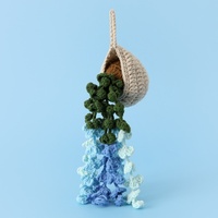 Panier suspendu en crochet fait main pour plantes, ornement de fleurs en pot pour accessoires de rétroviseur de voiture, décoration murale, cadeau
