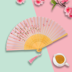 Éventail pliant en soie <span class=keywords><strong>japonais</strong></span> cadre en bambou sculpté motifs creux Wenshan bricolage fête artisanat pour les promotions - Product Image 3