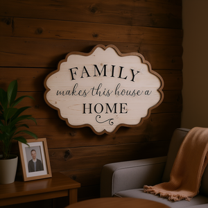 Letrero de Madera para Pared con Diseño de Familia que Hace de Esta Casa un Hogar, Estilo Rústico Moderno para Sala de Estar, Dormitorio o Entrada - Product Image 2