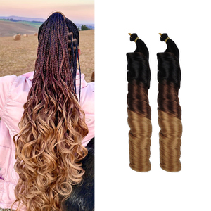 22 Inches <strong>French</strong> <strong>Curl</strong> Silky Extensions Bundles Loose Wavy <strong>Curls</strong> Ombre Synthetic Jumbo - Product Image 1
