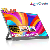 Moniteur de jeu LED portable LumiCreate pour PS5 et ordinateur portable, 15,6 pouces FHD 1080P 60Hz IPS 25ms, écran de protection oculaire, support réglable à 180°