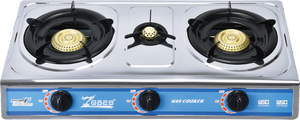 Table de cuisson à gaz 2+1 brûleurs en acier inoxydable, cuisinière à gaz manuelle pour la maison et les restaurants - Product Image 3